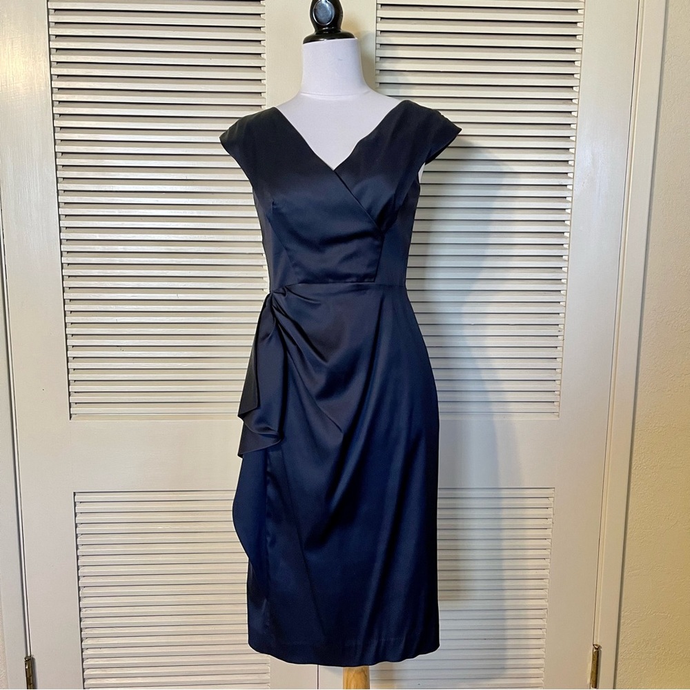 Maggy London Navy Gathered Waist Dress
